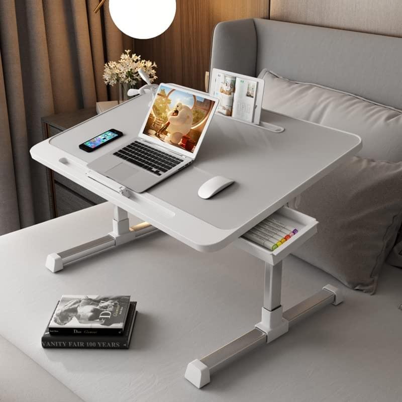LushTree Laptop Bed Tray Table, Foldable Desk Stand with Adjustable Height & Angle, Drawer, USB Hub - Image 5