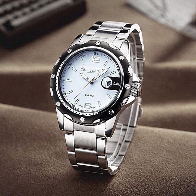 Men Watch Fashion Casual Business Waterproof Quartz Calendar Stainless Steel Strap Watches - Image 3
