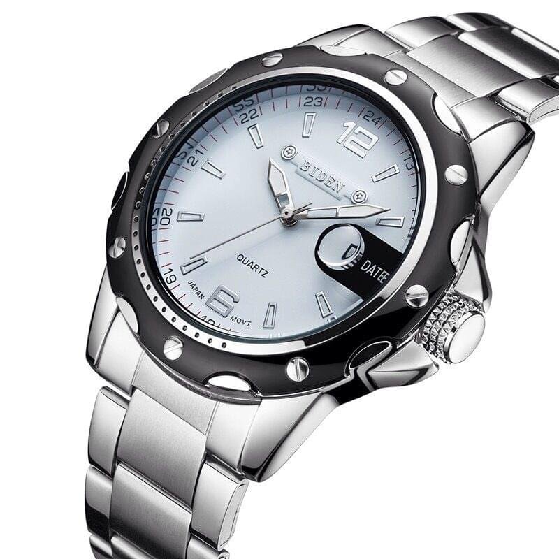 Men Watch Fashion Casual Business Waterproof Quartz Calendar Stainless Steel Strap Watches - Image 2