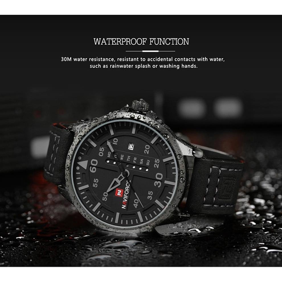 NAVIFORCE Waterproof Military Sport Quartz Men's Watches With Leather Strap - Image 9
