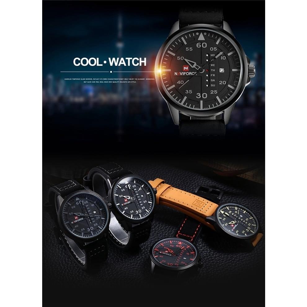 NAVIFORCE Waterproof Military Sport Quartz Men's Watches With Leather Strap - Image 8