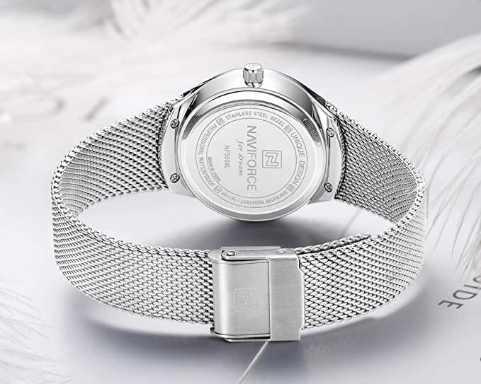 NAVIFORCE Women's Analogue Quartz Watch Waterproof Simple Stainless Steel Band - Image 5