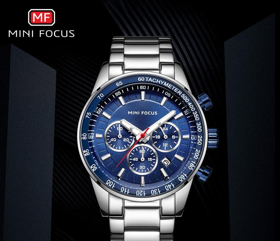 MINI FOCUS Waterproof Sport Watch Chronograph Men Casual Stainless Steel Quartz Clock - Image 12