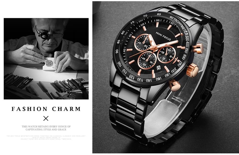 MINI FOCUS Waterproof Sport Watch Chronograph Men Casual Stainless Steel Quartz Clock - Image 14