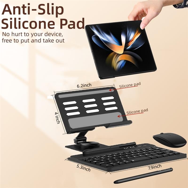 Samsung Galaxy Z Fold 4 3 2 Keyboard Holster Folding Flip Case Stand Pen Slot With Wireless Keyboard and Mouse Pen - Image 6
