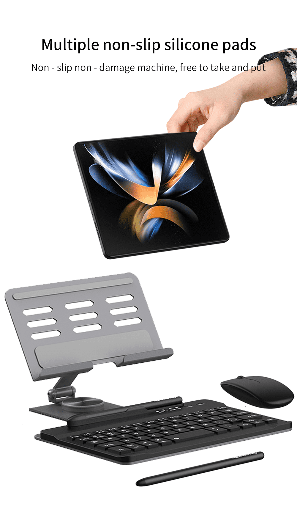 Samsung Galaxy Z Fold 4 3 2 Keyboard Holster Folding Flip Case Stand Pen Slot With Wireless Keyboard and Mouse Pen - Image 14