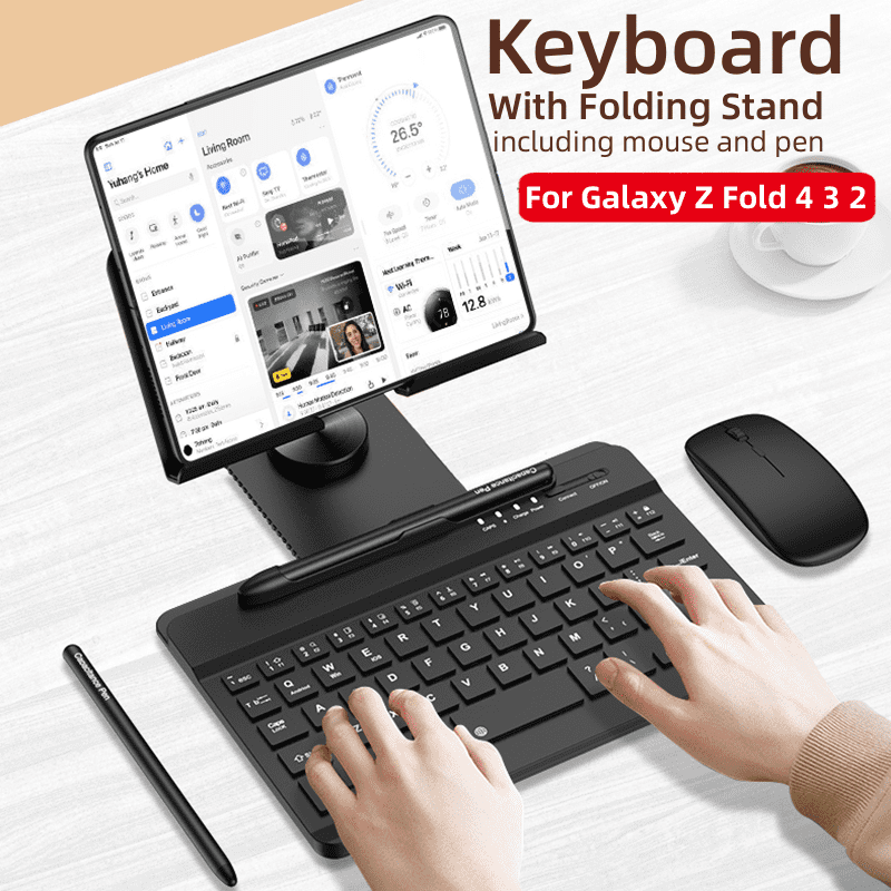 Samsung Galaxy Z Fold 4 3 2 Keyboard Holster Folding Flip Case Stand Pen Slot With Wireless Keyboard and Mouse Pen - Image 5