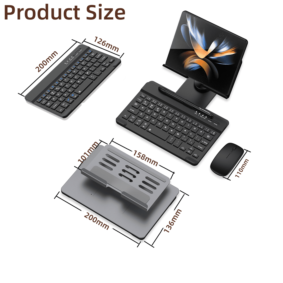 Samsung Galaxy Z Fold 4 3 2 Keyboard Holster Folding Flip Case Stand Pen Slot With Wireless Keyboard and Mouse Pen - Image 8