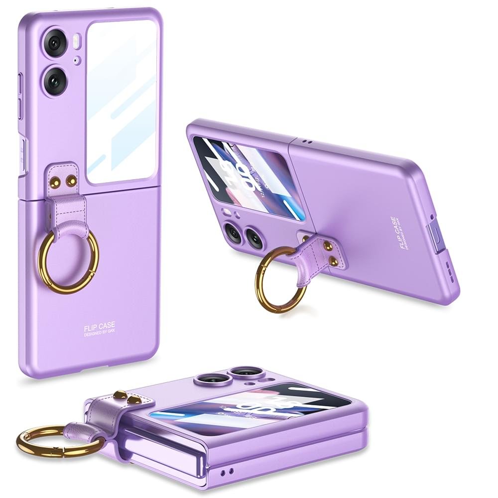OPPO Find N2 Flip 5G GKK Case With Ring Stand Shockproof Back Glass Protector - Image 4