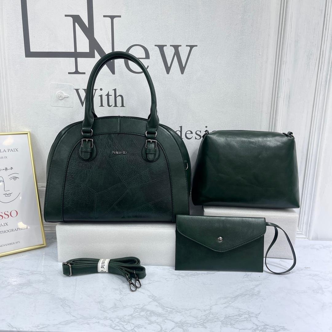 Keira Mila 3-in-1 Faux Leather Ladies Fashion Handbag Set - Image 11