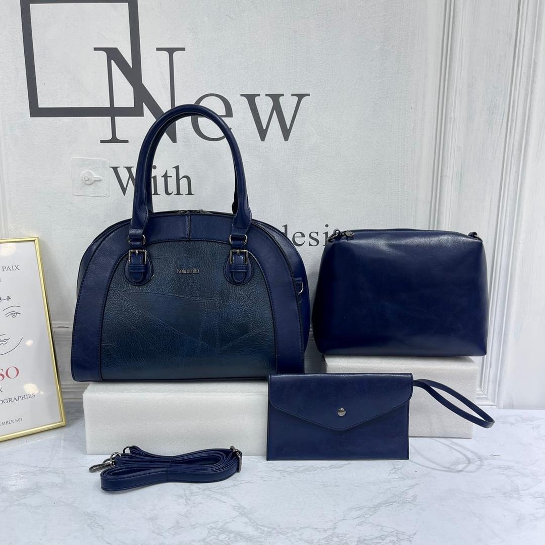 Keira Mila 3-in-1 Faux Leather Ladies Fashion Handbag Set - Image 12