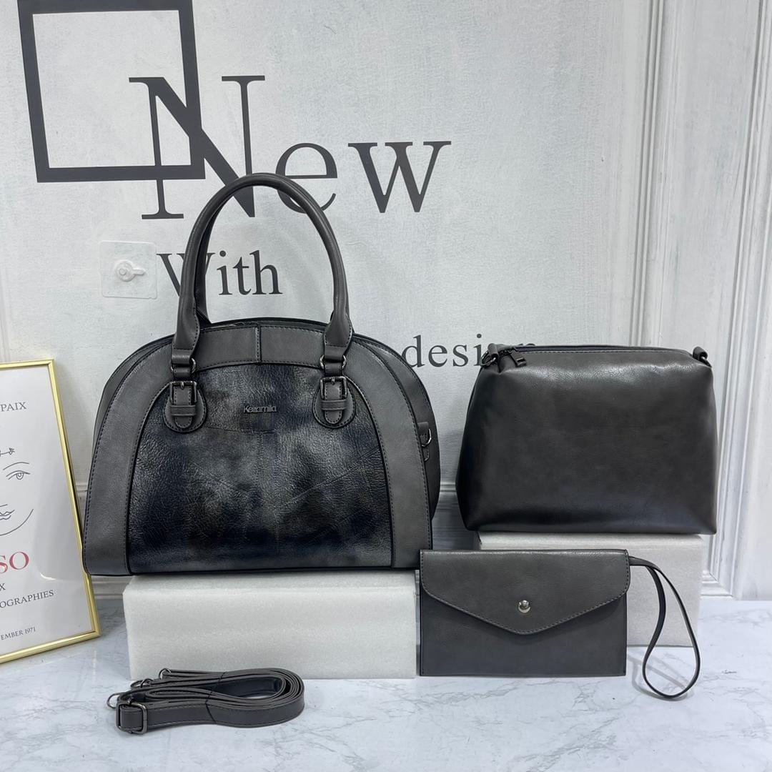 Keira Mila 3-in-1 Faux Leather Ladies Fashion Handbag Set - Image 14