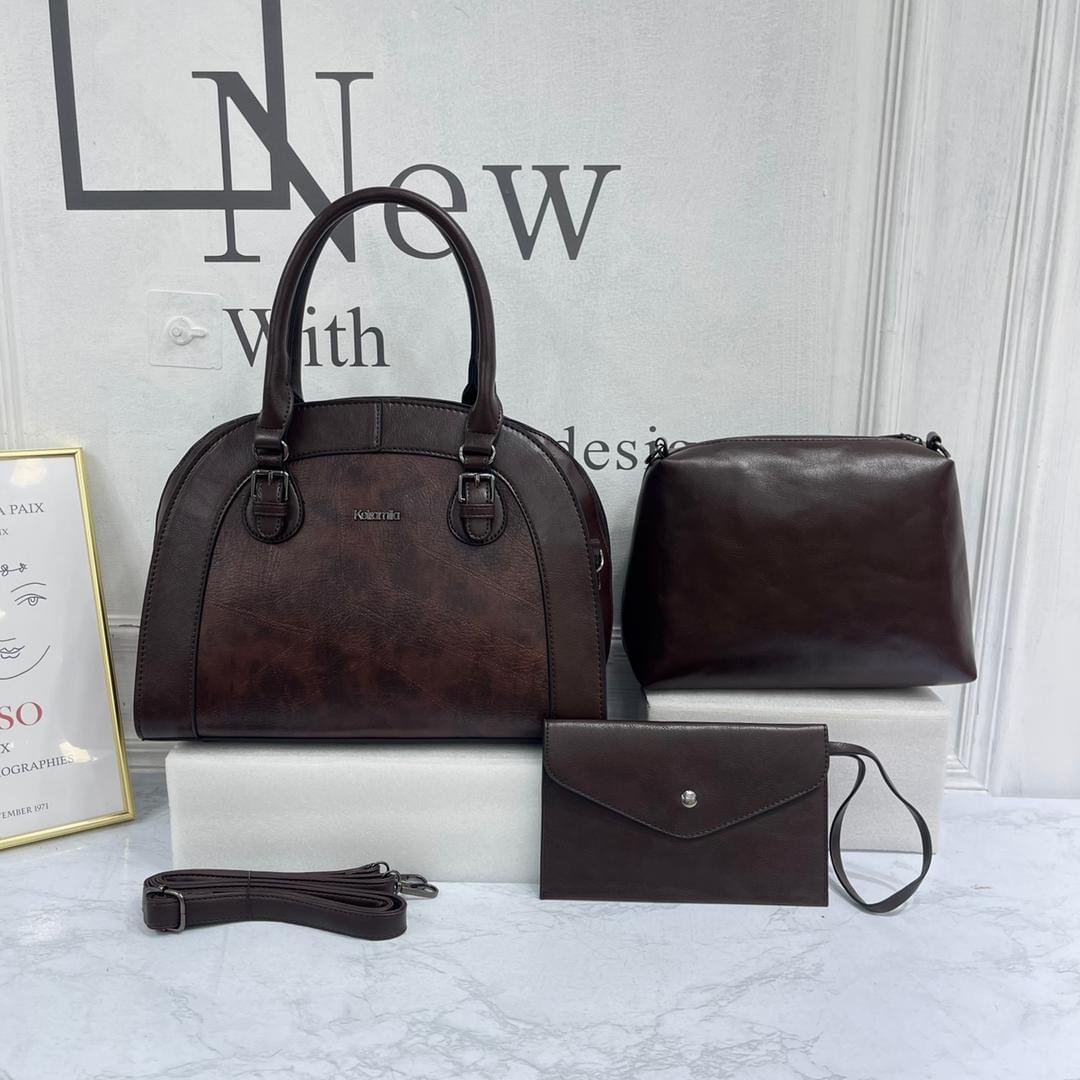 Keira Mila 3-in-1 Faux Leather Ladies Fashion Handbag Set - Image 16