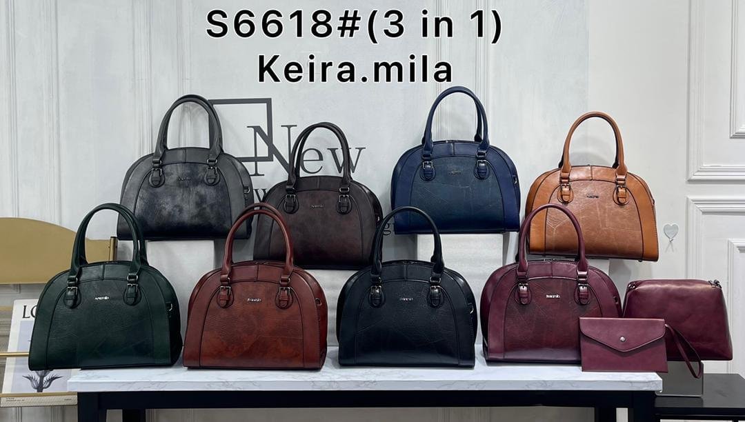 Keira Mila 3-in-1 Faux Leather Ladies Fashion Handbag Set - Image 18