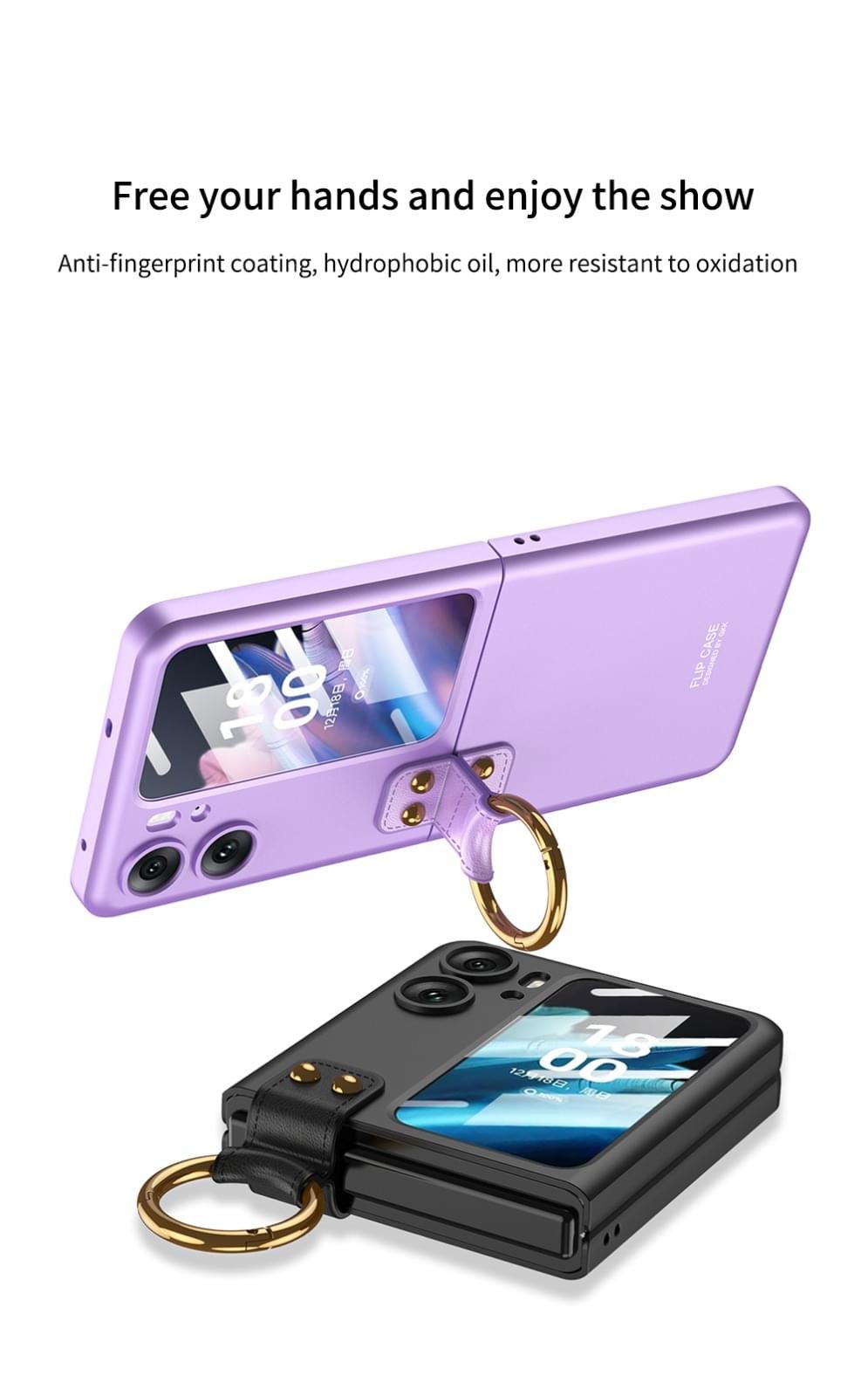 OPPO Find N2 Flip 5G GKK Case With Ring Stand Shockproof Back Glass Protector - Image 6