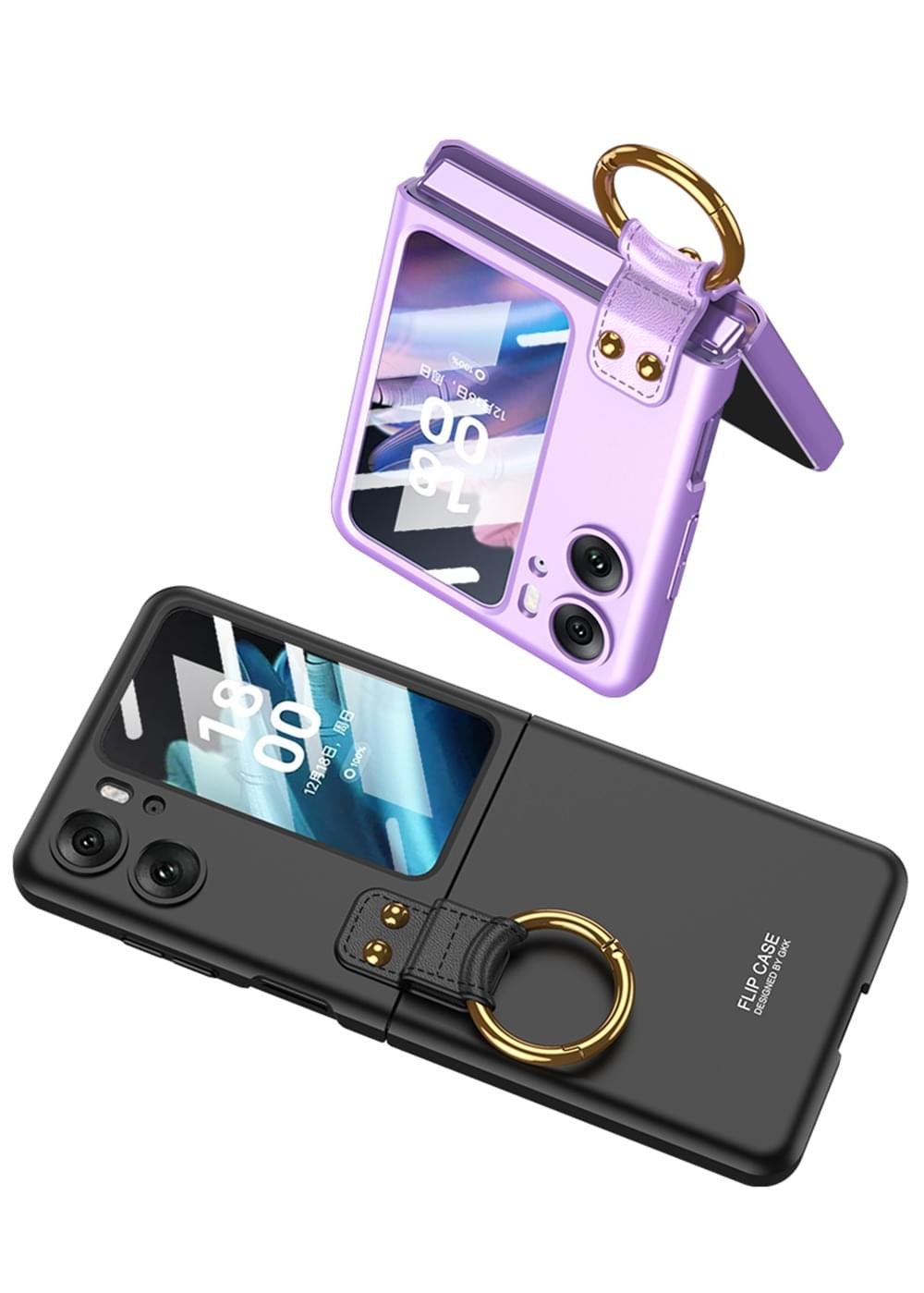 OPPO Find N2 Flip 5G GKK Case With Ring Stand Shockproof Back Glass Protector - Image 15