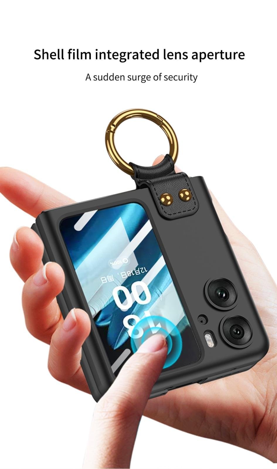 OPPO Find N2 Flip 5G GKK Case With Ring Stand Shockproof Back Glass Protector - Image 7