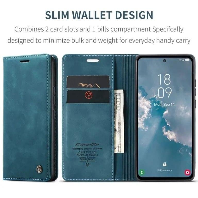 Samsung Galaxy A14/A24 4G CaseMe Leather Flip Cover with Wallet Slots - Image 3