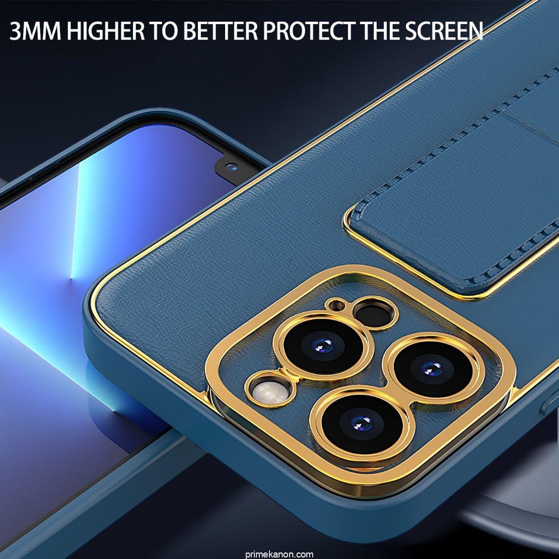 Premium Luxury Leather Case Magnetic Car Mount Holder Wrist Strap Case Kickstand Cover for iPhone Series - Image 4