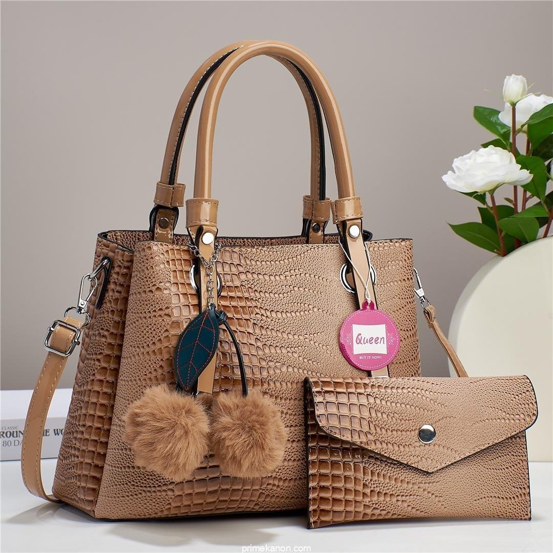 Croc Alligator 2 in 1 Fashion Satchel Taupe Premium Trendy Classic Crossbody Shoulder Leather Versatile Bag - Image 5