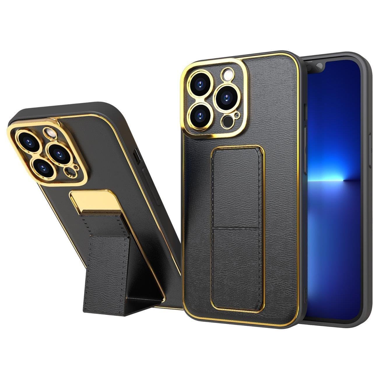 Premium Luxury Leather Case Magnetic Car Mount Holder Wrist Strap Case Kickstand Cover for iPhone Series - Image 19