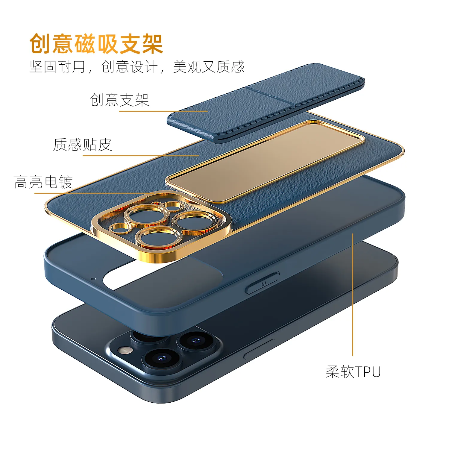 Premium Luxury Leather Case Magnetic Car Mount Holder Wrist Strap Case Kickstand Cover for iPhone Series - Image 11