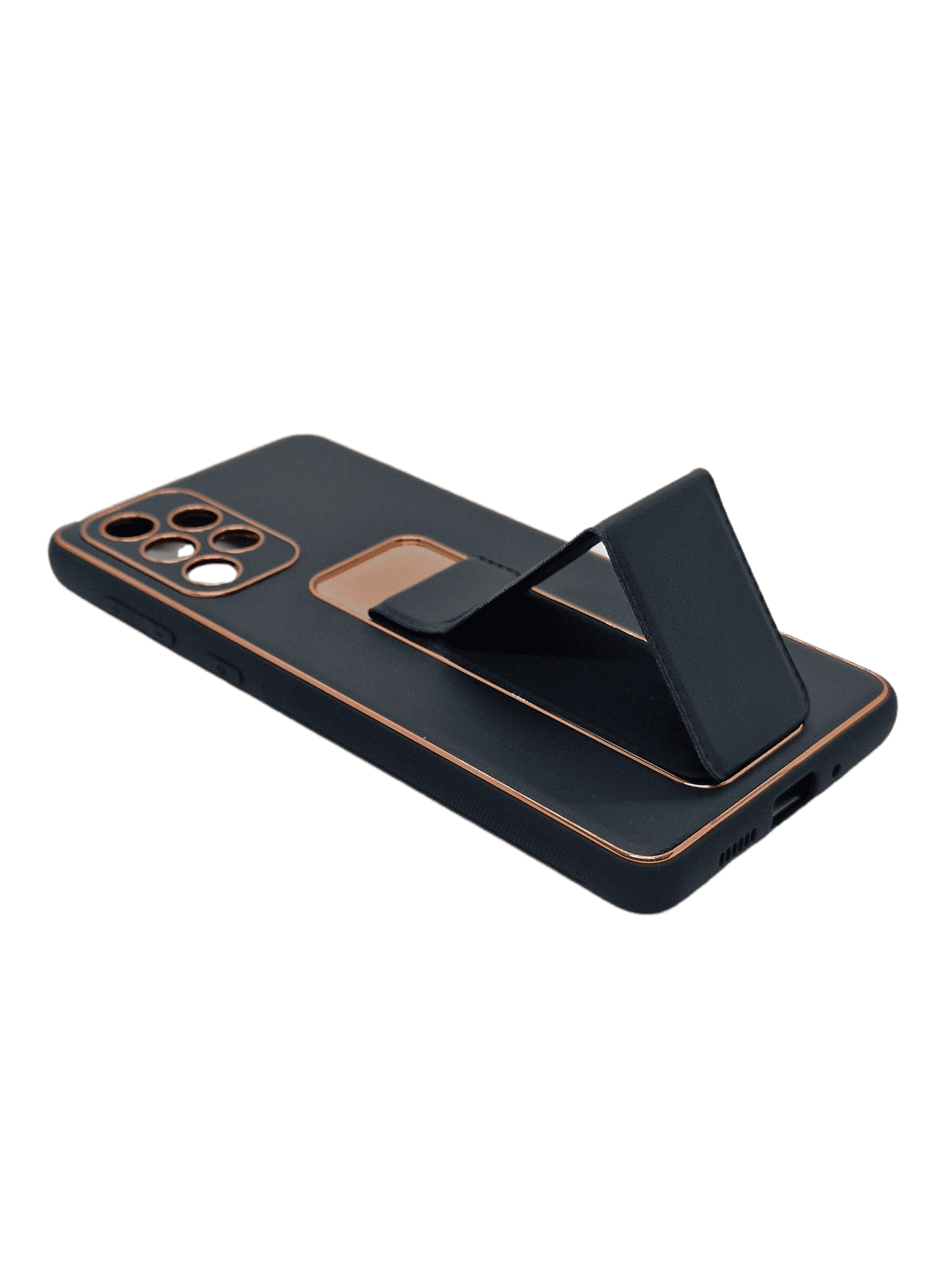 Premium Gold Electroplated Luxury Leather Case with Magnetic Car Mount Holder & Wrist Strap Case Kickstand for Samsung Galaxy A Series - Image 14