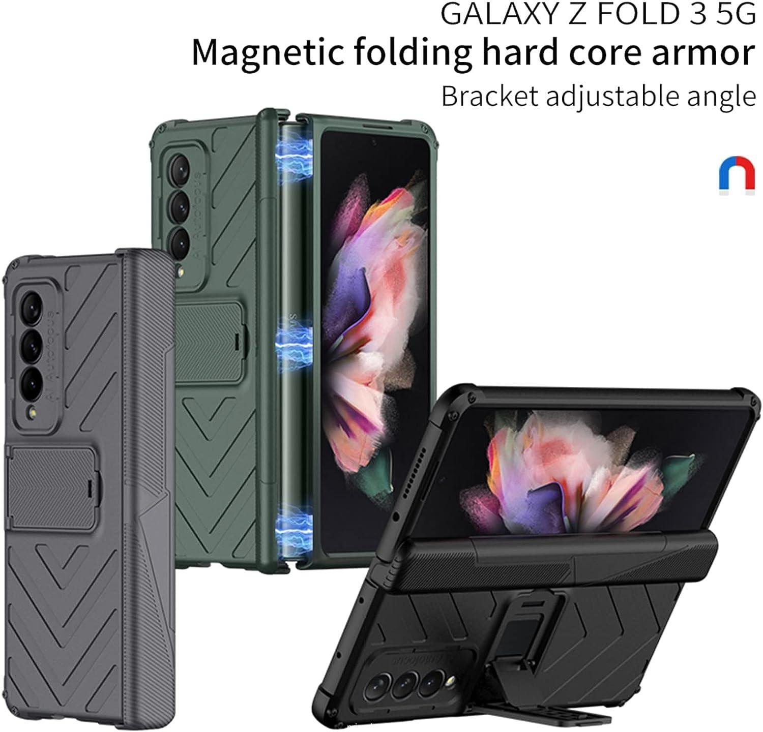 Samsung Galaxy Z Fold 3/4 Case with Stand Adjustable Stand, Magnetic Hinge Cover, Upgrade Drop Shock Resistant Folding Case - Image 2