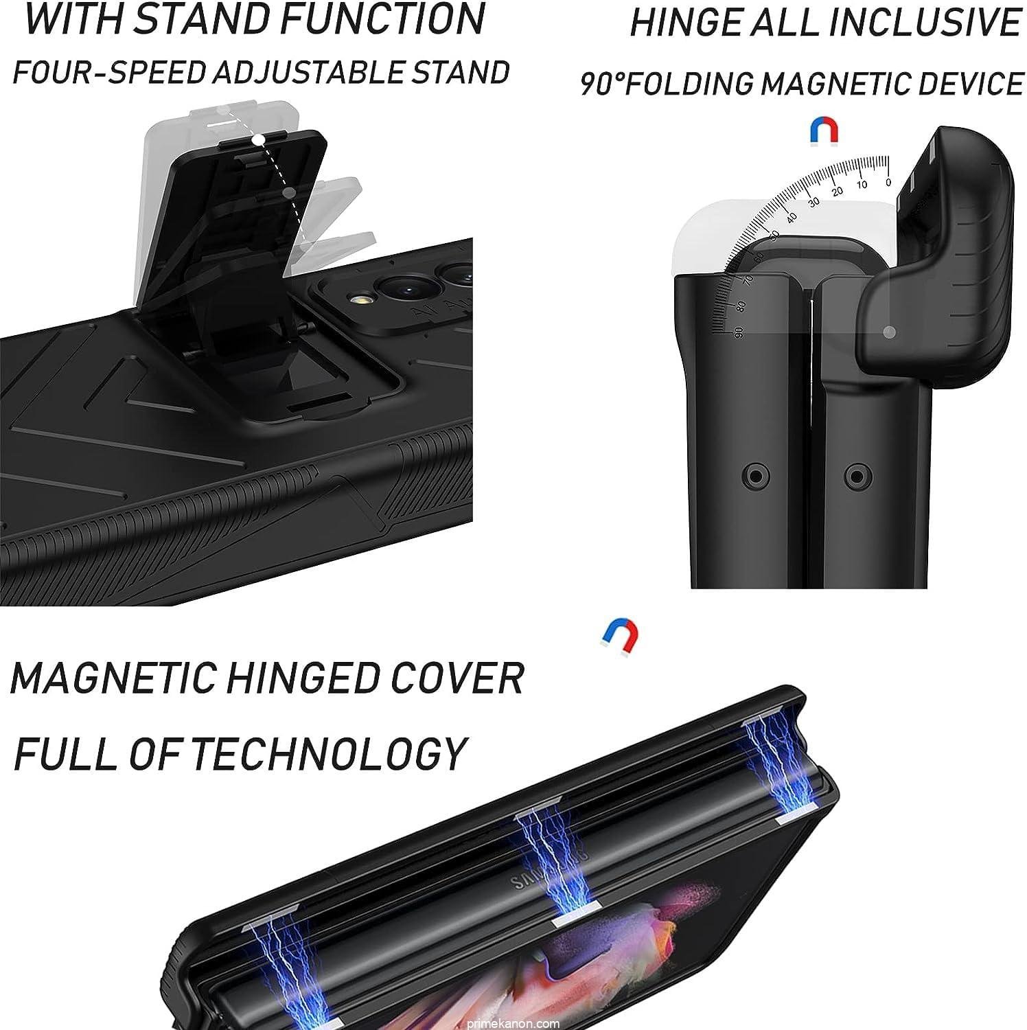 Samsung Galaxy Z Fold 3/4 Case with Stand Adjustable Stand, Magnetic Hinge Cover, Upgrade Drop Shock Resistant Folding Case - Image 4