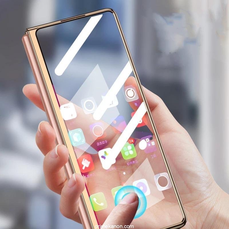 Samsung Galaxy Z Fold 5 Stylish Marble Gold Electroplated Frame with Patterned Glass, Built-in Screen Protector - Image 7