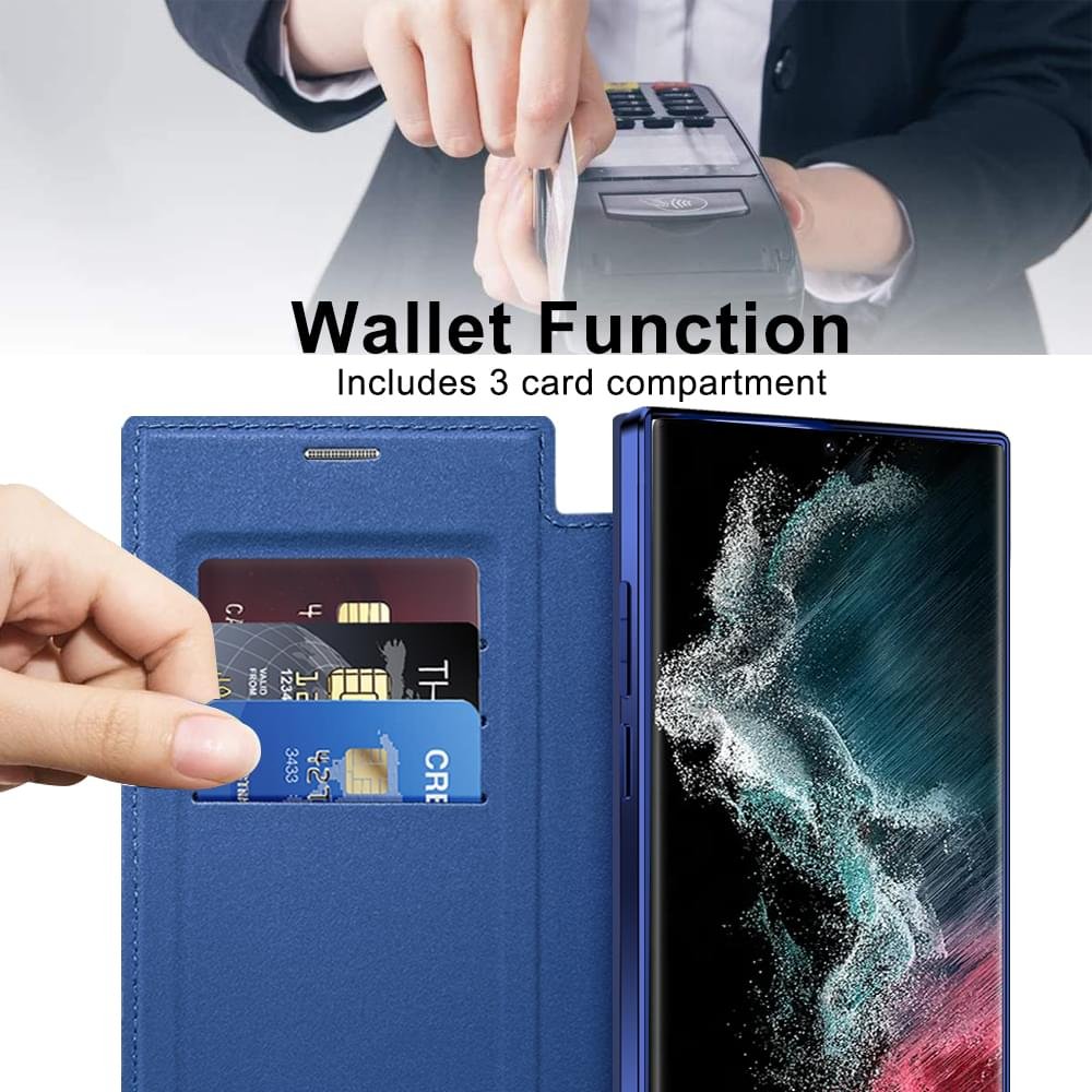 Samsung Galaxy S21/S22/S23 Ultra MagSafe Magnetic Absorption Leather Wallet Flip Case with Lens Protection - Image 13