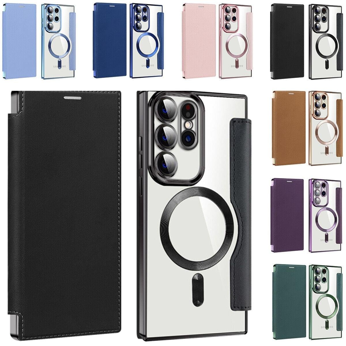 Samsung Galaxy S21/S22/S23 Ultra MagSafe Magnetic Absorption Leather Wallet Flip Case with Lens Protection - Image 14