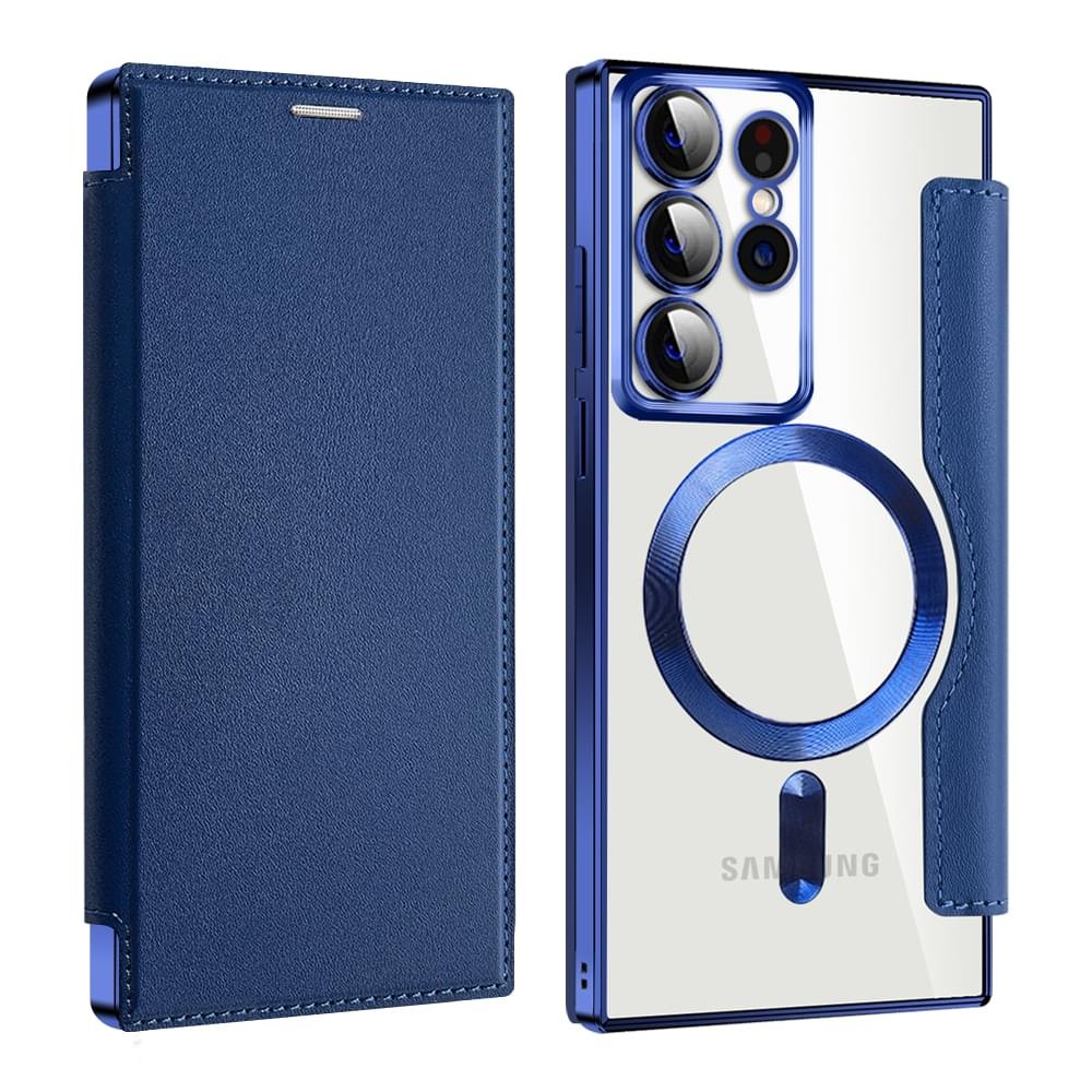 Samsung Galaxy S21/S22/S23 Ultra MagSafe Magnetic Absorption Leather Wallet Flip Case with Lens Protection - Image 11