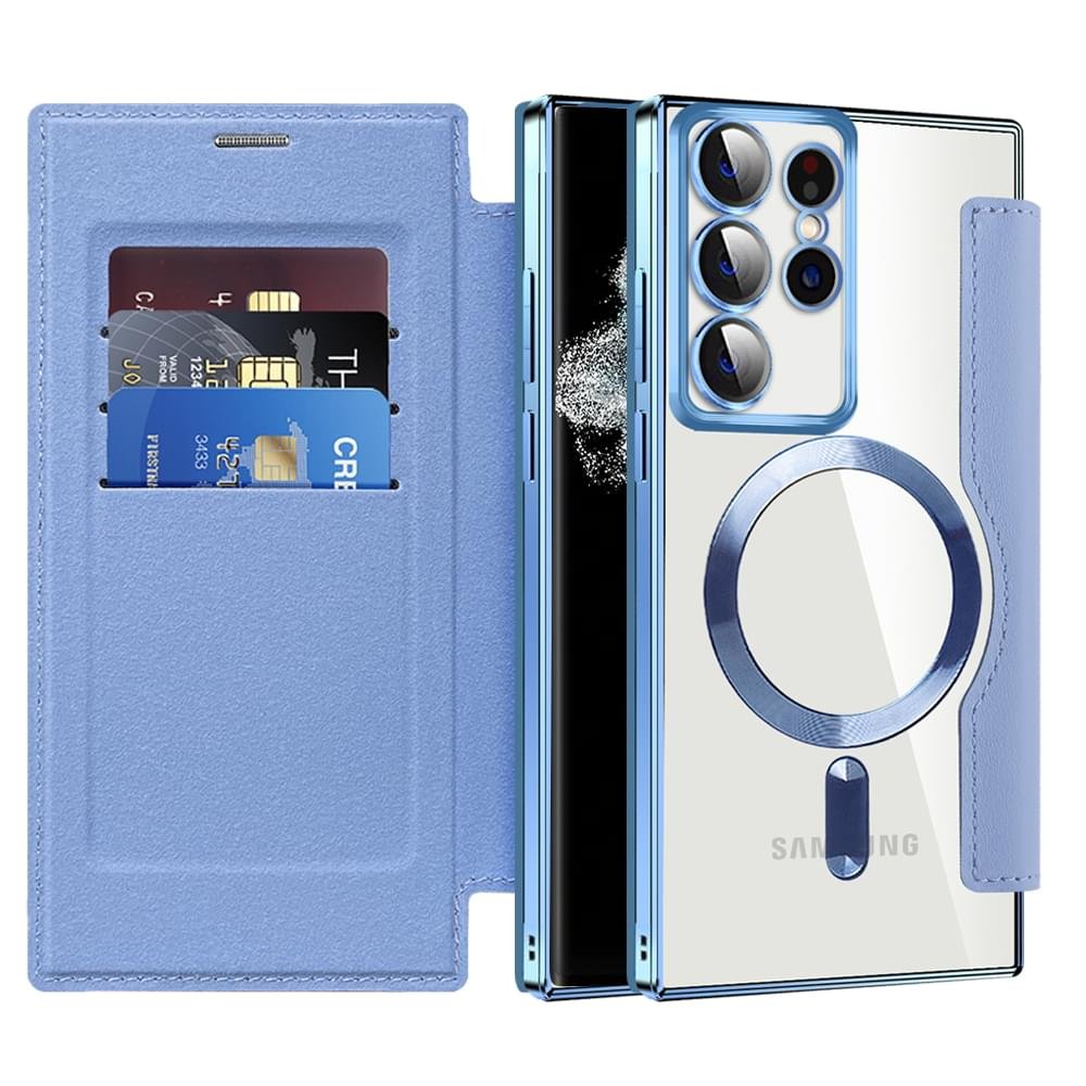 Samsung Galaxy S21/S22/S23 Ultra MagSafe Magnetic Absorption Leather Wallet Flip Case with Lens Protection - Image 8