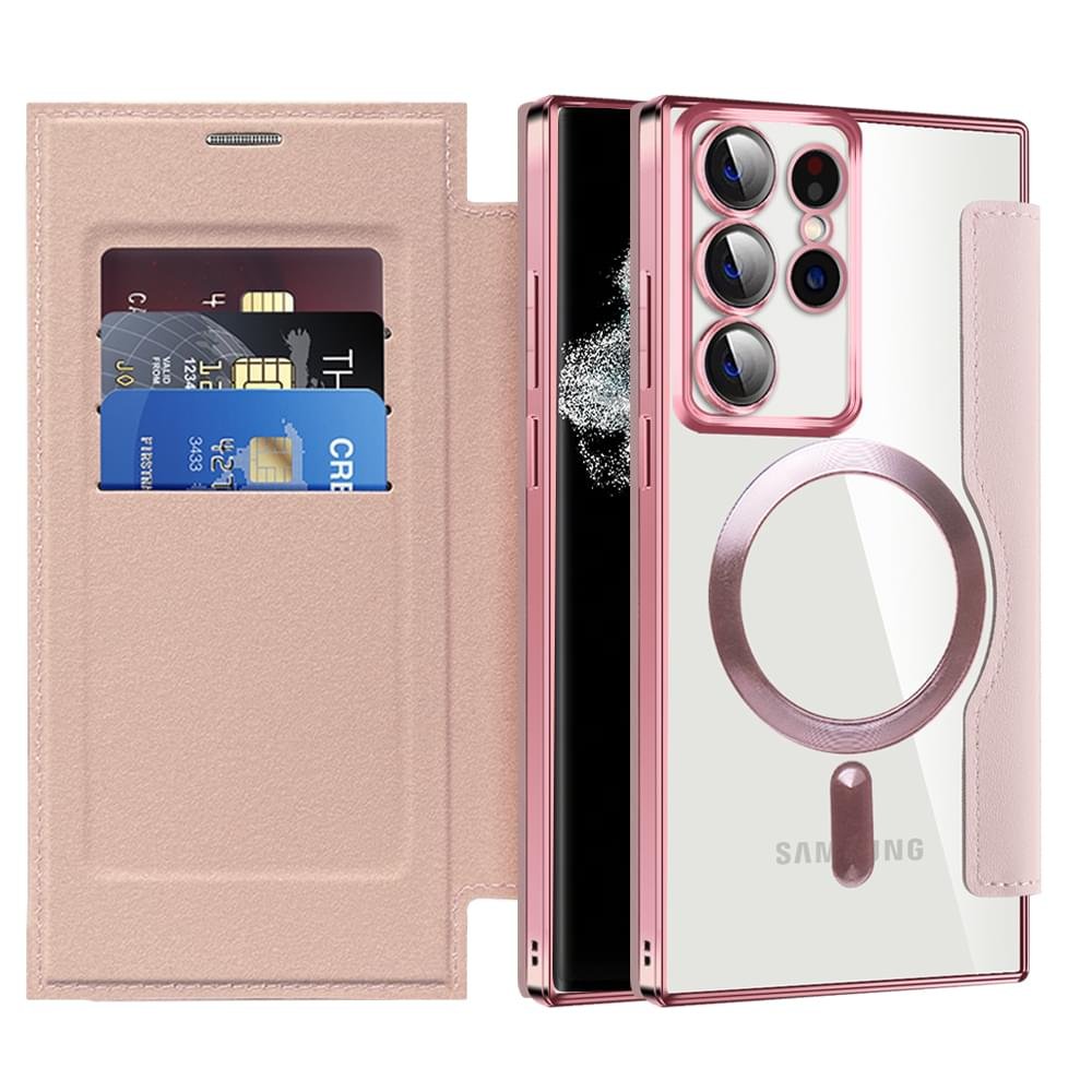 Samsung Galaxy S21/S22/S23 Ultra MagSafe Magnetic Absorption Leather Wallet Flip Case with Lens Protection - Image 4
