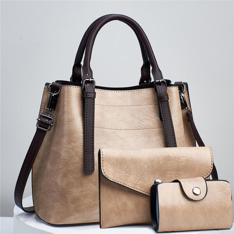 Fashion 3pcs Faux Leather Tote Handbag with Clutch Purse and Credit Card Holder, Women's Shoulder Bag - Image 7