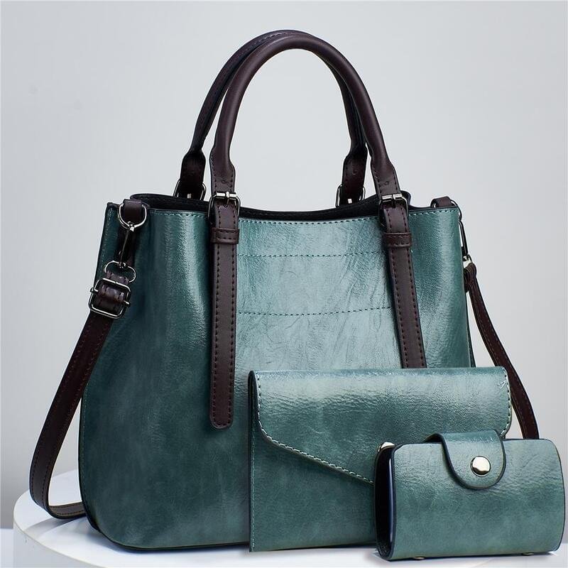 Fashion 3pcs Faux Leather Tote Handbag with Clutch Purse and Credit Card Holder, Women's Shoulder Bag - Image 3