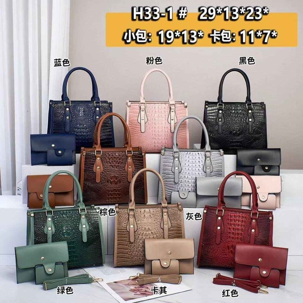 Trendy 3 in 1 Crocodile Pattern Tote Bag Set, Large Capacity Shoulder Bag & Coin Purse & Card Holder - Image 11