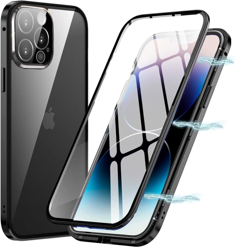 iPhone 13/14/15 Series Magnetic Double Sided Clear Tempered Glass Full Protective Case - Image 3