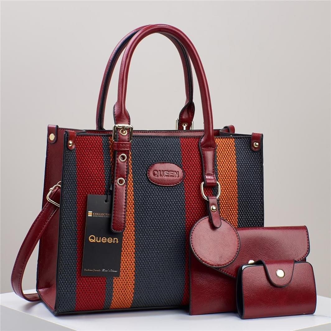 New 2024 Designer Queen 3 in 1 Contrast Color Crossbody Satchel Shoulder Bag