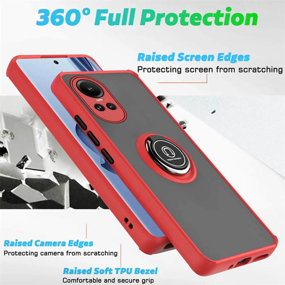 Oppo Reno 10 / 10 Pro Shockproof Frosted Matte Case With Ring Holder - Image 6