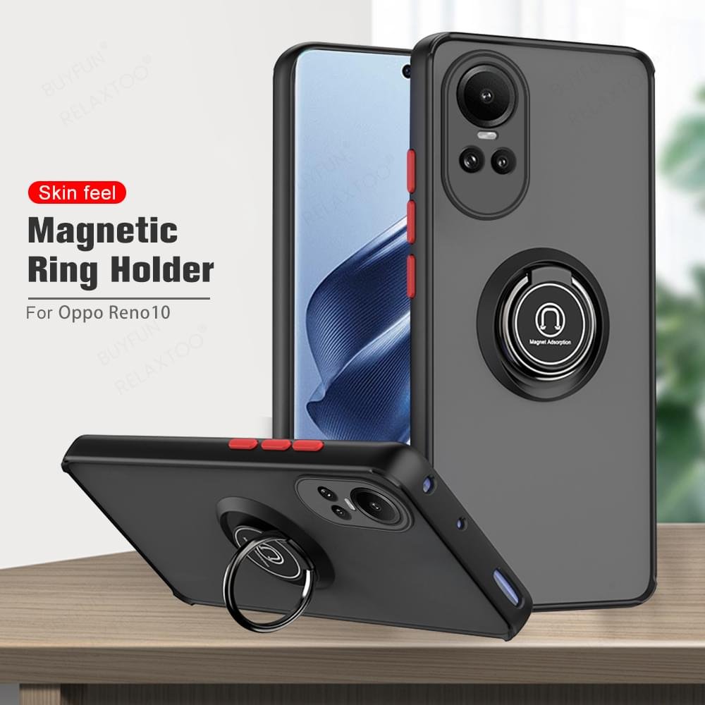 Oppo Reno 10 / 10 Pro Shockproof Frosted Matte Case With Ring Holder - Image 8