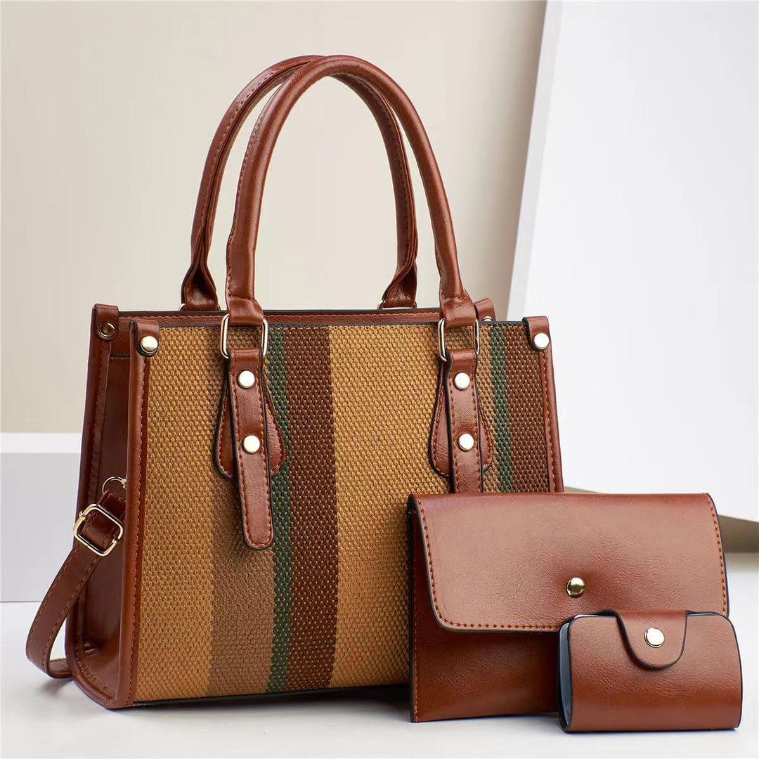 QUEEN 3 Piece Hot Sale contrast color Tote fashion hand bag