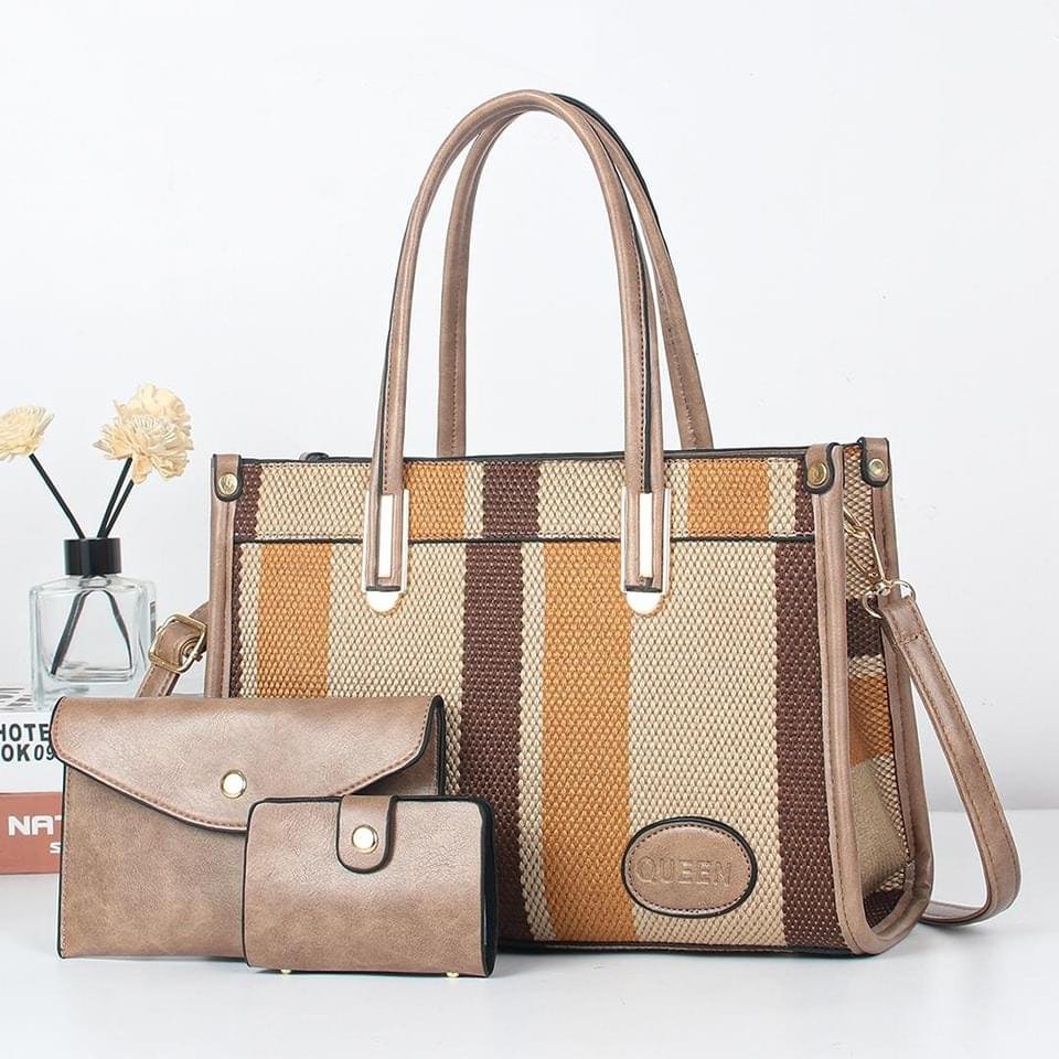 New Arrival QUEEN 3 Piece Retro casual portable Hot Sale contrast color Tote fashion hand bag - Image 6