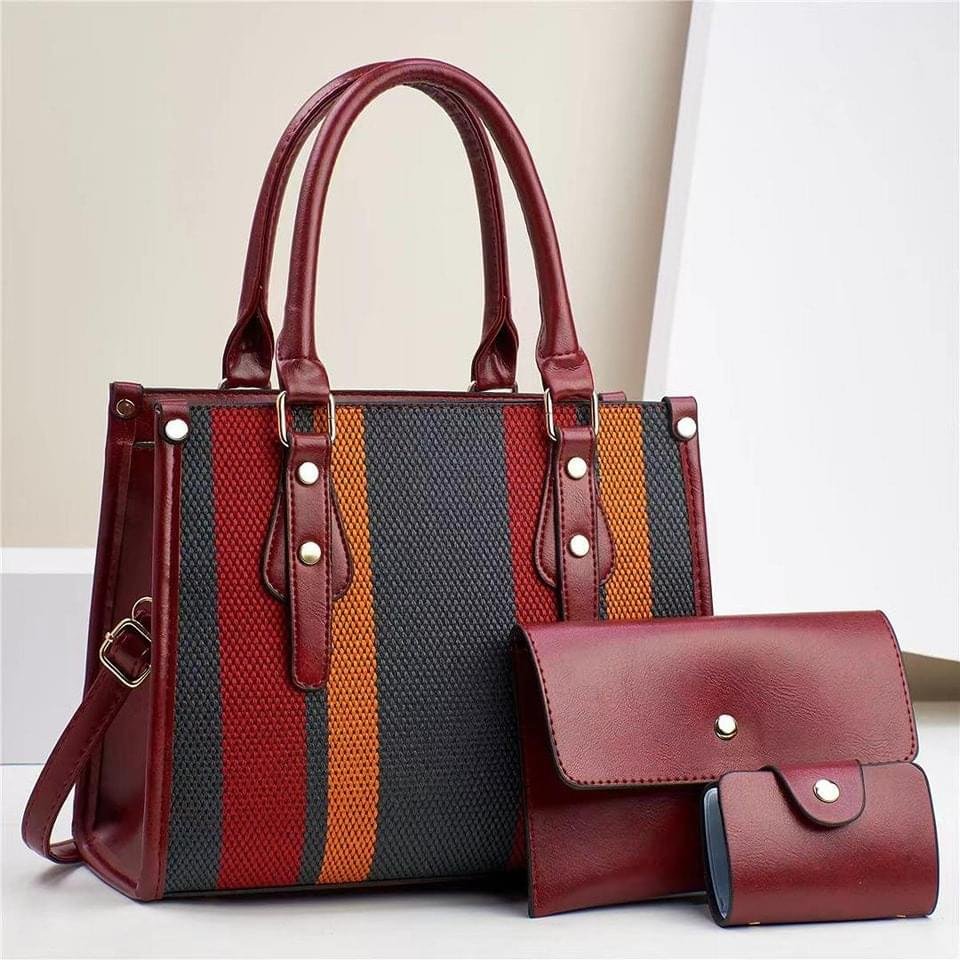 QUEEN 3 Piece Hot Sale contrast color Tote fashion hand bag - Image 8