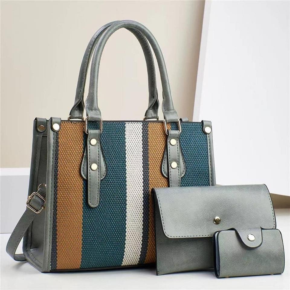 QUEEN 3 Piece Hot Sale contrast color Tote fashion hand bag - Image 9