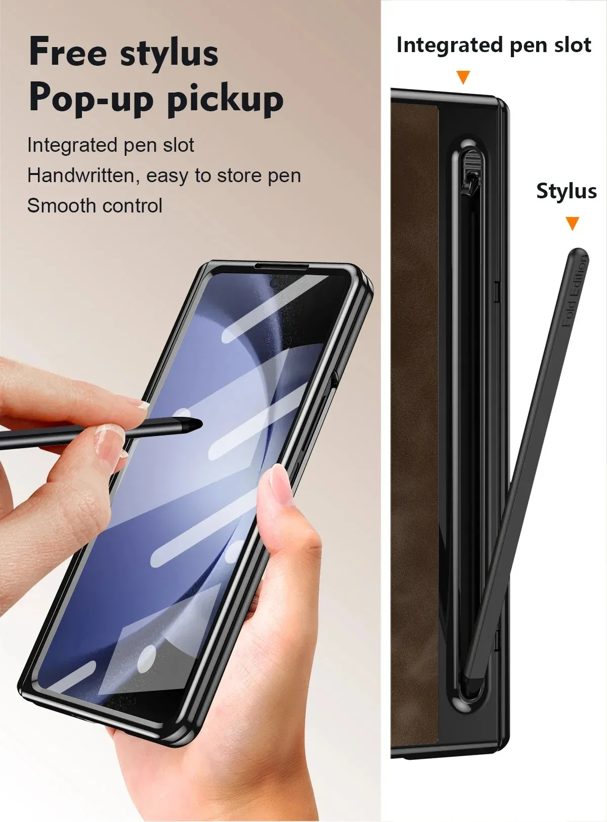 Samsung Galaxy Z Fold Series  Retro Leather Case with S Pen Holder, Slim Stylus, Hinge Protection Kickstand and Screen Protector - Image 15