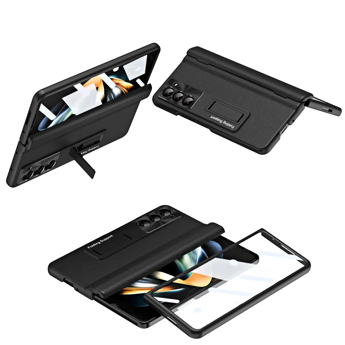 Samsung Galaxy Z Fold 5 and Fold 6 5G Shell-membrane Integrated Hinge All-around Leather Folding Phone Case - Image 4