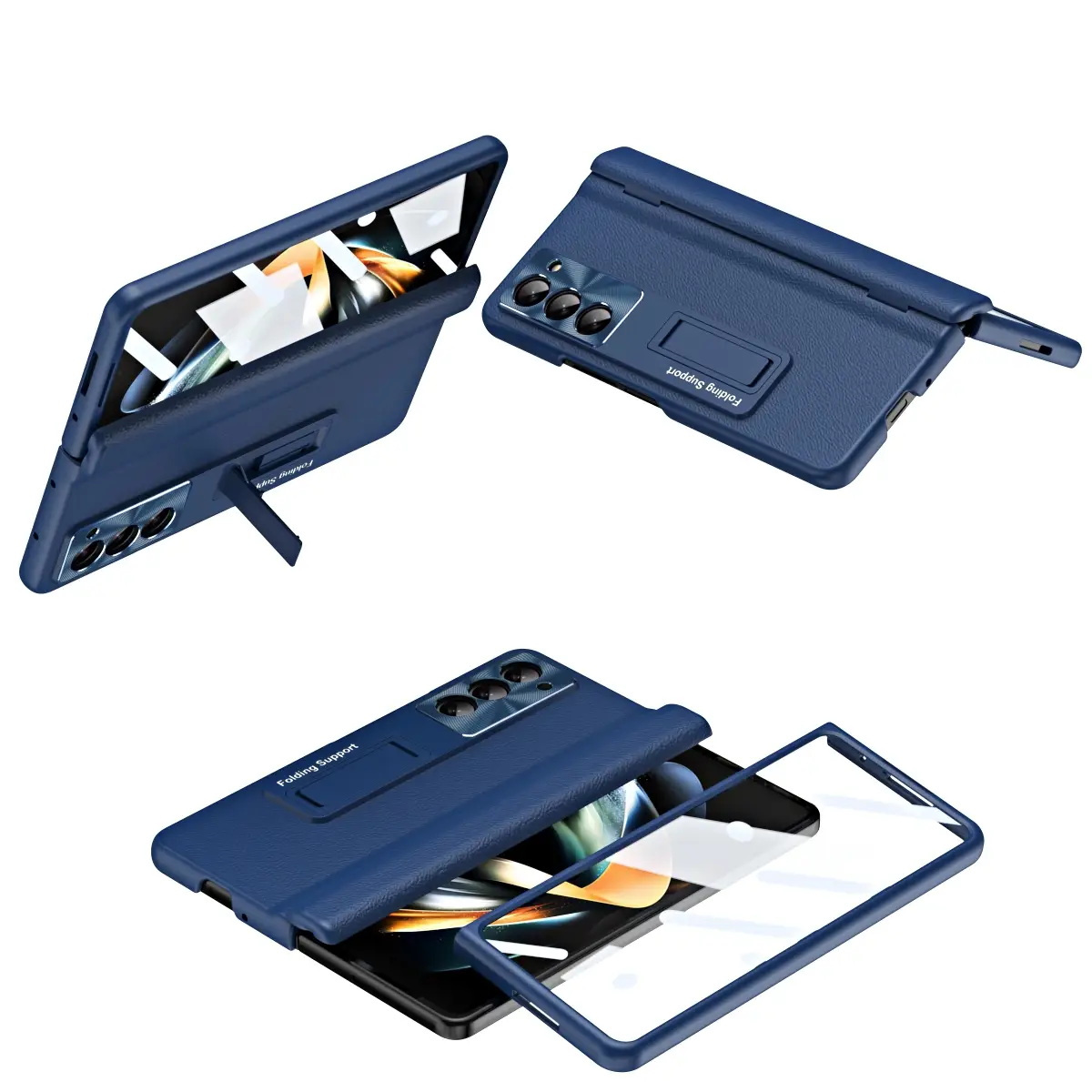 Samsung Galaxy Z Fold 5 and Fold 6 5G Shell-membrane Integrated Hinge All-around Leather Folding Phone Case - Image 3