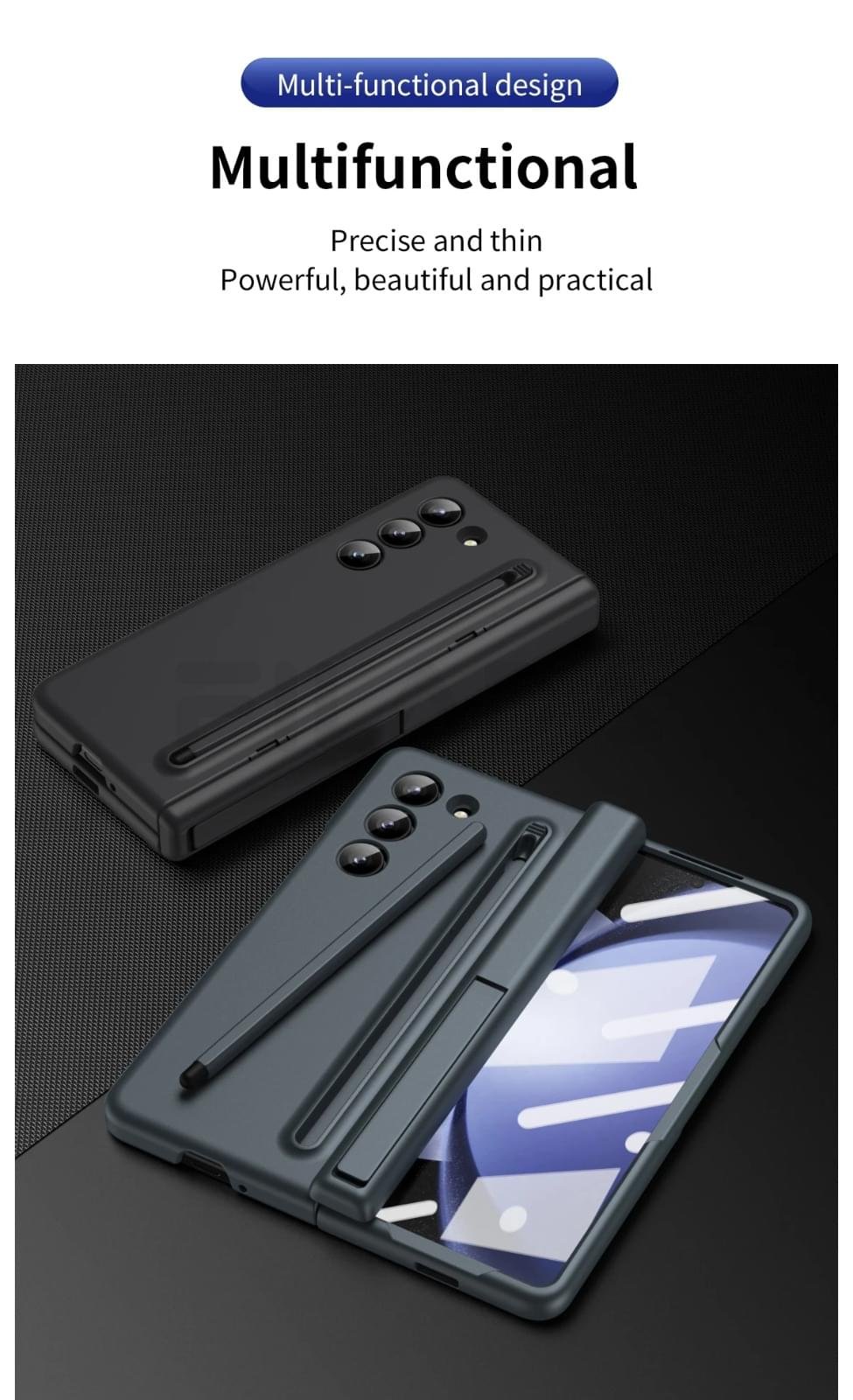 Samsung Galaxy Z Fold 5 & 6 Protective Case with Stylus Holder and Stylus Pen - Image 17